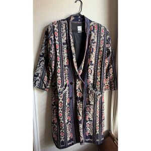 Vintage Kembali Collection Indonesian Ikat Woven Long Duster Coat 100% Cotton